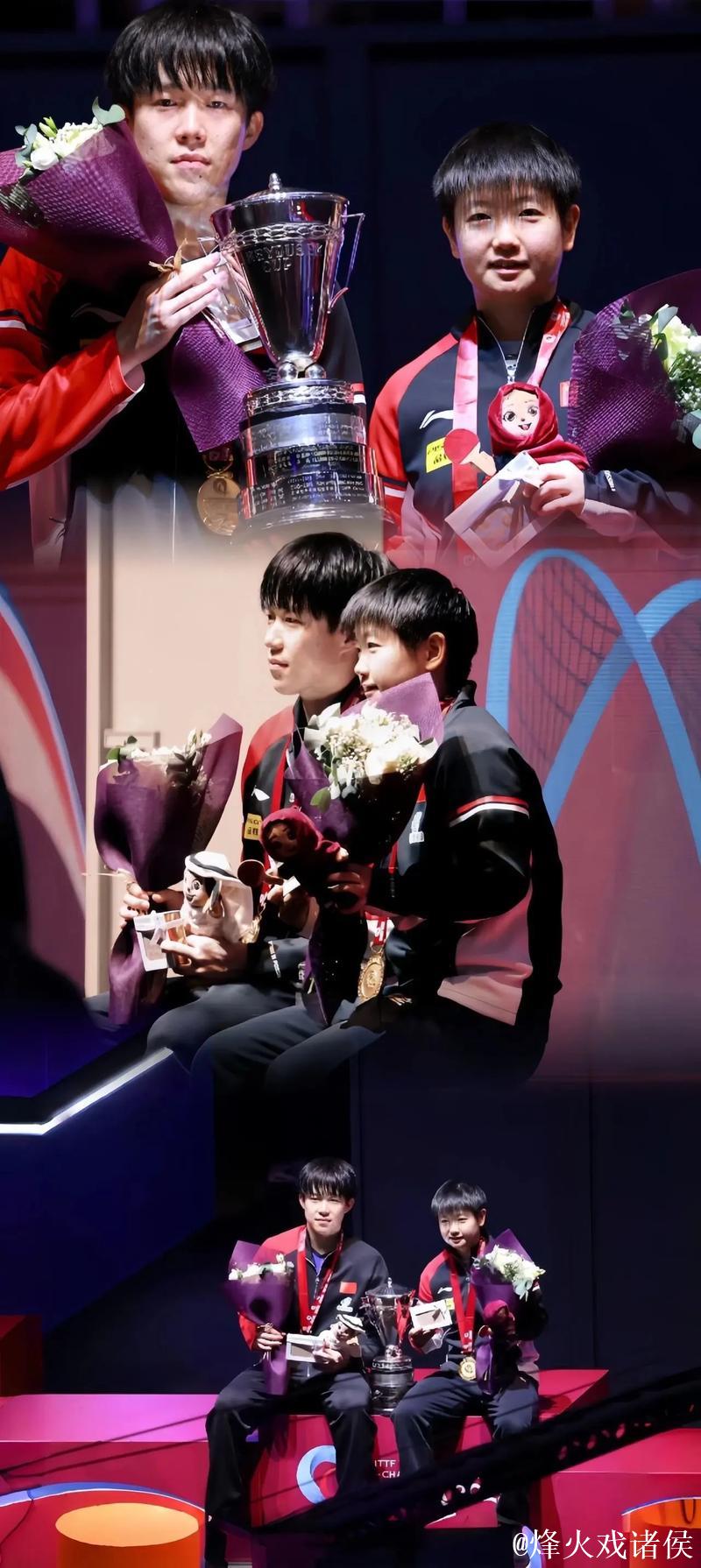 晚上还有赛事,王楚钦与孙颖莎在比赛暂停时讨论战术。 晚上还有赛事,王楚钦与孙颖莎在比赛暂停时讨论战术。